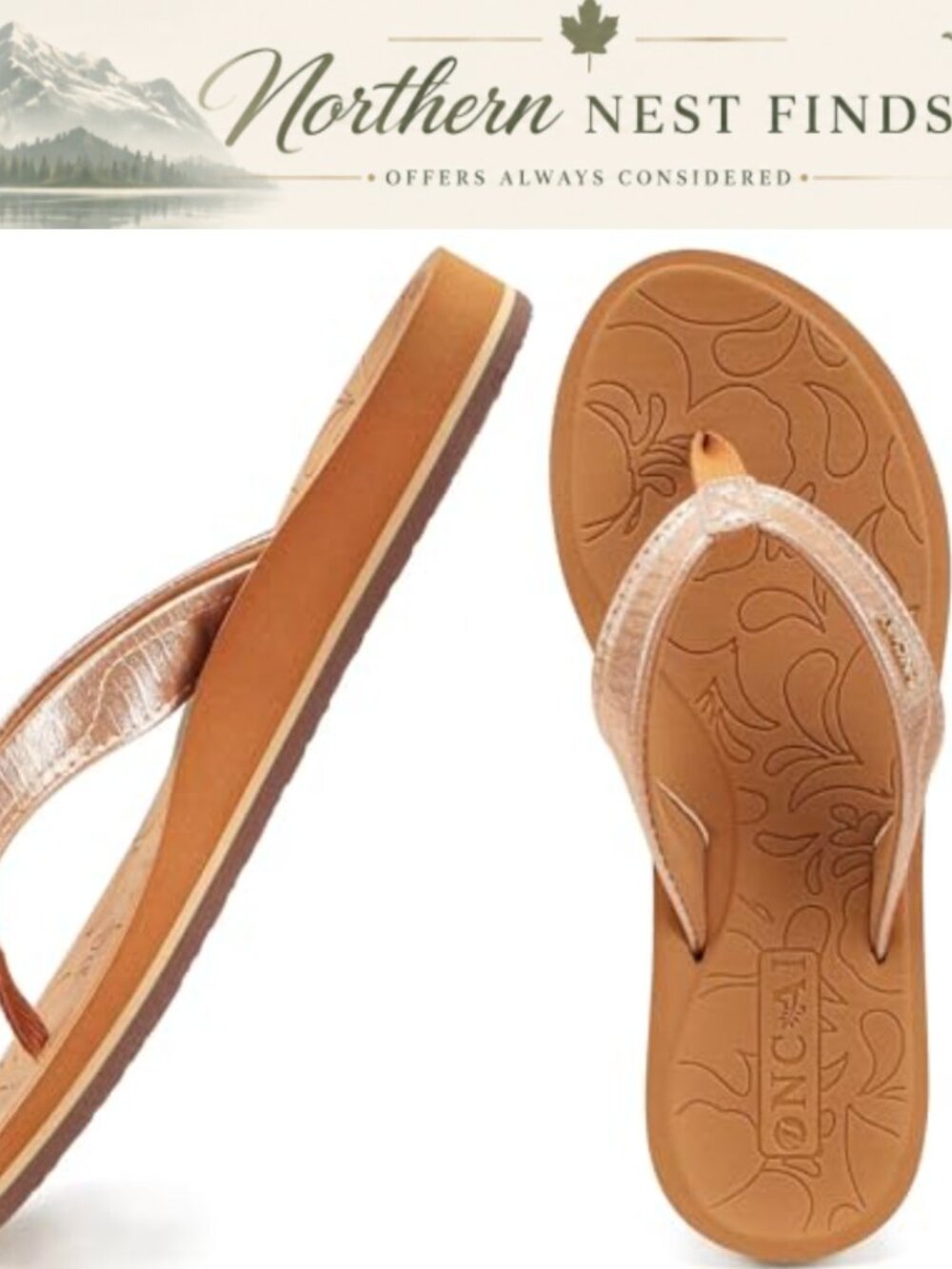 ONCAI Women's Yoga Mat Flip Flops with Arch Support – Comfortable Beach Thong